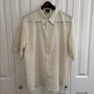 VESE Clothing Co. Button Down Shirt Lightweight GAUZElike Short Sleeve Cream XXL